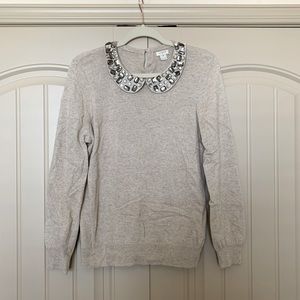 J.Crew Tan Peter Pan Jeweled Sweater